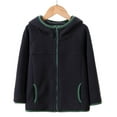 thumbnail image 1 of lkfuzj Fashion Girls Boys' Plus Plush Jacket Casual Long Sleeve Hooded Coat Tops Thickened Jacket Warm Windproof Stand Up Collar Outwear With Pockets For Youth 3-14 Years - Dark Gray, 1 of 7