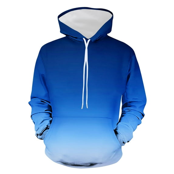 lkfuzj Fashion Mens Sweatshirt Casual Gradient Hooded Collar Drawstring Hoodies Pullover Sweatshirts Loose Comfy Long Sleeve Shirts 2024 Fashion Trending Now Men's Casual Hooded T-Shirts Blue
