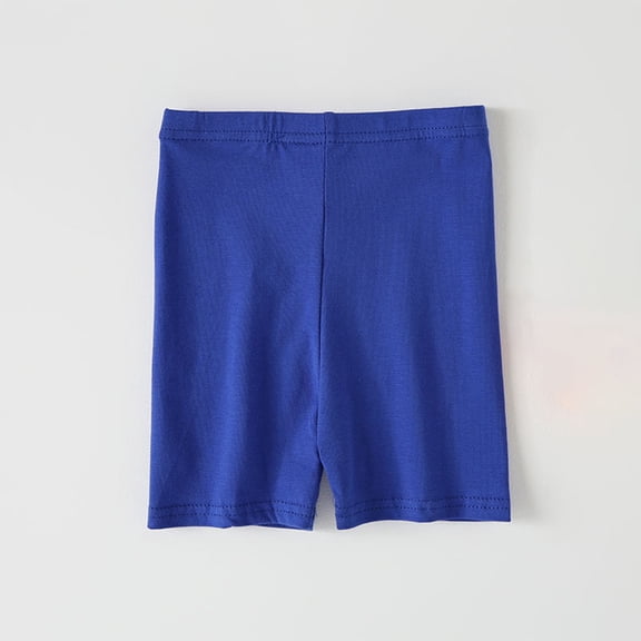 lkfuzj Girls Biker Shorts Cotton Spandex Elastic Waistband | Dance, Gymnastics Casual High Waisted Leggings Breathable and Safety Shorts for 3-14 Years - Blue