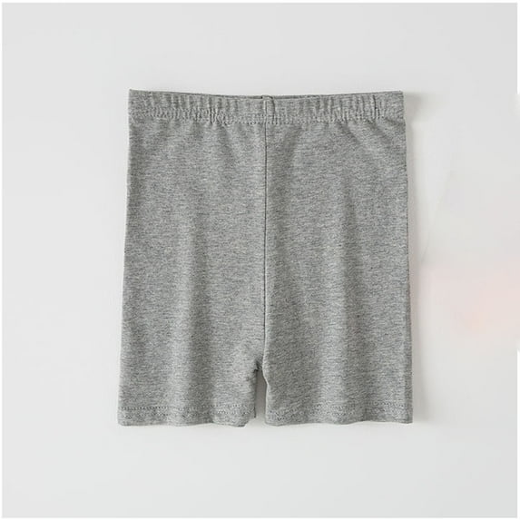 lkfuzj Girls Biker Shorts Cotton Spandex Elastic Waistband | Dance, Gymnastics Casual High Waisted Leggings Breathable and Safety Shorts for 3-14 Years - Gray