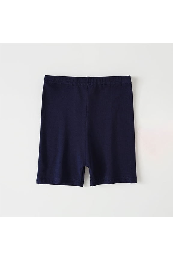 Girls Biker Shorts Cotton Spandex Elastic Waistband | Dance, Gymnastics Casual High Waisted Leggings Breathable and Safety Shorts for 3-14 Years - Navy