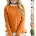thumbnail image 1 of lkfuzj Girls Boys Knit Sweater Long Sleeve Solid Color Pullover Top Warm Sweatsuit 2025 Fashion Spring Clothes for Kids 6-15Years - Gold, 1 of 4