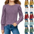 thumbnail image 1 of lkfuzj Girls Crewneck Sweatshirts Solid Color Loose Fit Tunic Blouses for Girls Casual Long Sleeve Shirts Color Block Loose Fit Pullover Tops - Yellow, 1 of 9