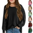 thumbnail image 1 of lkfuzj Girls Long Sleeve Shirts Casual Crewneck Blouses Loose Tunic Tops for Girls 9-14 Years 2025 Fashion Sequined Sleeve Pullover Shirts - Pink, 1 of 5