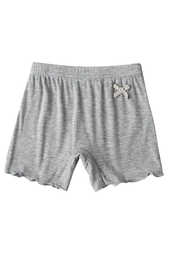 Girls Shorts for 2-14 Years Solid Color With Bow Cotton Casual High Waisted Leggings Shorts - Gray