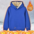 thumbnail image 1 of lkfuzj Kids Boy Toddlers Casual Hoodie Solid Color Plush Warm Thick Sweatshirt Pullover Casual Fashion Athletic Clothes For Kids 18 Months-8 Years Blue, 1 of 7