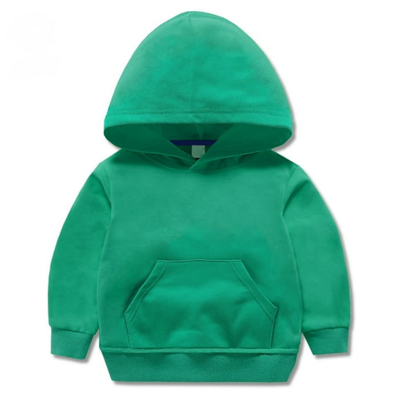 lkfuzj Kids Boy Toddlers Casual Hoodie Solid Color Sweatshirt Pullover Casual Kangaroo Pocket Athletic Clothes For Kids 18 Months - 8 Years Green