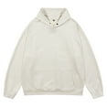 thumbnail image 1 of lkfuzj Man Suede Button Pockets Hooded Hoodie 2024 New Trendy Mens Regular Fit Dress Shirt Soft Tops For Men Beige, 1 of 2