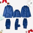 thumbnail image 1 of lkfuzj Matching Family Pajamas Sets Christmas Set PJS Cotton Long Sleeve Button Down Pajamas Top and Pants Jammies Sleepwear Loungewear - For Kids Dark Blue, 1 of 7