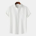 thumbnail image 1 of lkfuzj Men Casual Solid Turndown Short Sleeve Button Closure Shirt Hawaii Blouse Stylish Shirts Tops For Men And Boys Charming Summer Mens Clothing White, 1 of 9