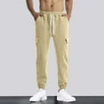 thumbnail image 1 of lkfuzj Men Fashion Solid Casual Elastic Waist With Pocket Trousers Sport Pants Comfortable Trousers Cool Workout Bottom Mens Trendy Trousers for Athletic Jogging Training Casual Beige, 1 of 8