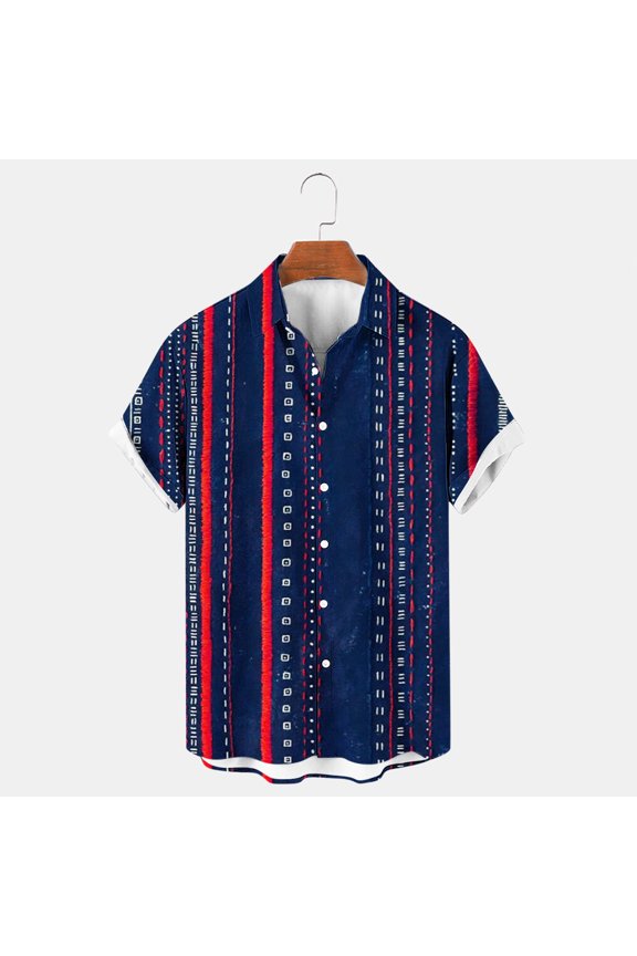 Men Shirt Print Short Sleeve Males Funny Tropical Casual Hawaiian Beach Shirt Chic Summer Tops For Men Cool Men's Clothing Blue