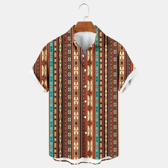 lkfuzj Men Shirt Print Short Sleeve Males Funny Tropical Casual Hawaiian Beach Shirt Chic Summer Tops For Men Cool Mens Shirts Tops Brown