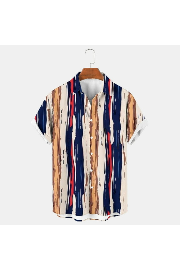 Men Shirt Print Short Sleeve Males Funny Tropical Casual Hawaiian Beach Shirt Chic Summer Tops For Men Cool Mens Shirts Tops Brown