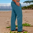 thumbnail image 1 of lkfuzj Men Solid Casual Elastic Waistband Pocket Cotton Linen Panel Trousers Pants Comfortable Sweatpants Cool Sweatpants Mens Trendy Trousers for Athletic Jogging Training Casual Blue, 1 of 6