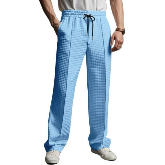 lkfuzj Men's 100% Cotton Elastic Waist Multiple Zipper Pockets Outdoor Fitness Cargo Casual Pants