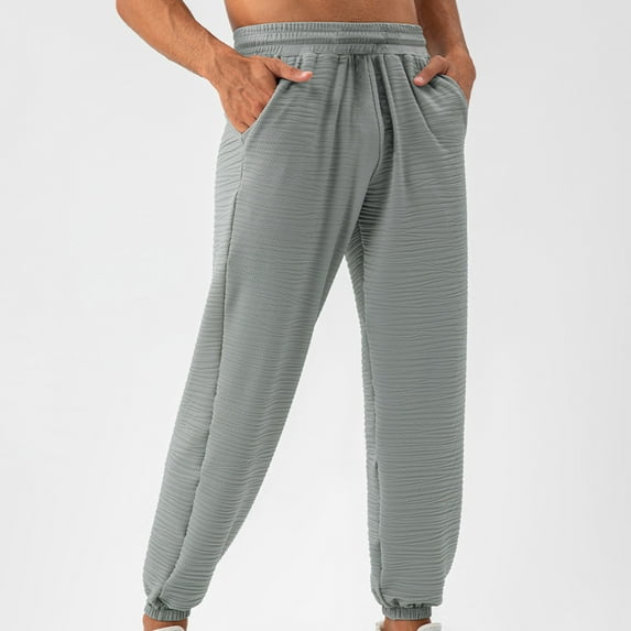 lkfuzj Men's All Season Elastic Waist Joggers | Nylon Spandex Ankle Binding Pants for Outdoor Workout Casual