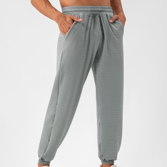 lkfuzj Men's All Season Elastic Waist Joggers | Nylon Spandex Ankle Binding Pants for Outdoor Workout Casual