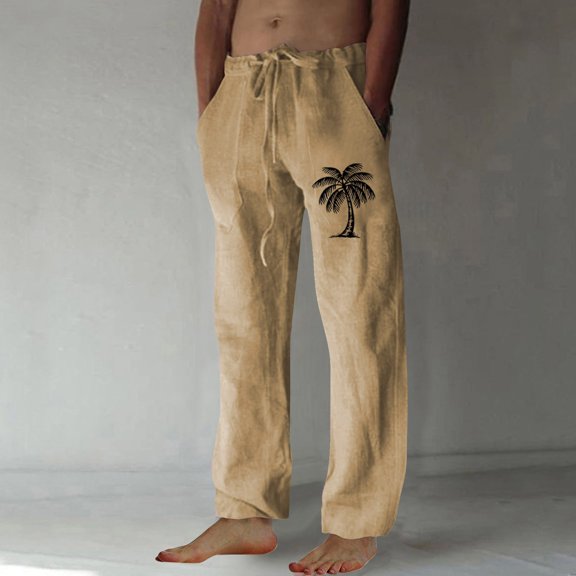 lkfuzj Men's All-season Breathable Polyester Elastic Waist Casual Sports Pants with Pockets for Running Gym Outdoor Daily Activities