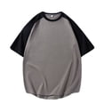 thumbnail image 1 of lkfuzj Men's Crew Neck Pullover Patch Color Short Sleeve Top Shirt Short Sleeve Crew Neck Top/Shirt Stylish Shirts Tops For Men And Boys Cool 2024 Summer Shirts Tops Gray, 1 of 6