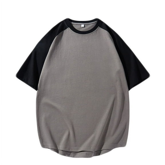 lkfuzj Men's Crew Neck Pullover Patch Color Short Sleeve Top Shirt Short Sleeve Crew Neck Top/Shirt Stylish Shirts Tops For Men And Boys Cool 2024 Summer Shirts Tops Gray