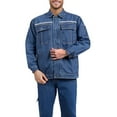 thumbnail image 1 of lkfuzj Men’s Durable Denim Work Suit Set | Multi-Pocket Button Closure Jacket & Pants | Breathable for Construction, Manufacturing & Casual Outfit, 1 of 9
