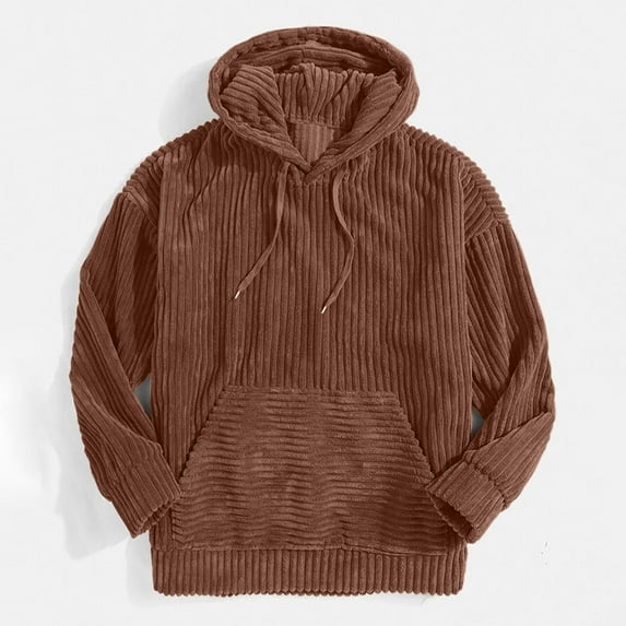 lkfuzj Men's Fall And Winter Solid Color Hooded Sweatshirt Fashion Loose Pullover 2024 New Fashion Mens Slim Fit Solid Dress Shirt Soft Tops For Men Brown