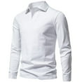thumbnail image 1 of lkfuzj Men's Fashion Casual Solid Color Long Sleeve Turndown Collar Blouses Shirts 2024 New Mens Slim Fit Solid Dress Shirt Soft Tops For Men White, 1 of 4