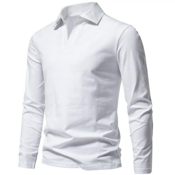 lkfuzj Men's Fashion Casual Solid Color Long Sleeve Turndown Collar Blouses Shirts 2024 New Mens Slim Fit Solid Dress Shirt Soft Tops For Men White