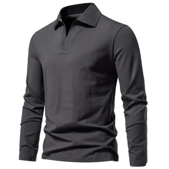 lkfuzj Men's Fashion Casual Solid Color Long Sleeve Turndown Collar Blouses Shirts 2024 New Mens Slim Fit Solid Dress Shirt Soft Tops For Men Dark Gray