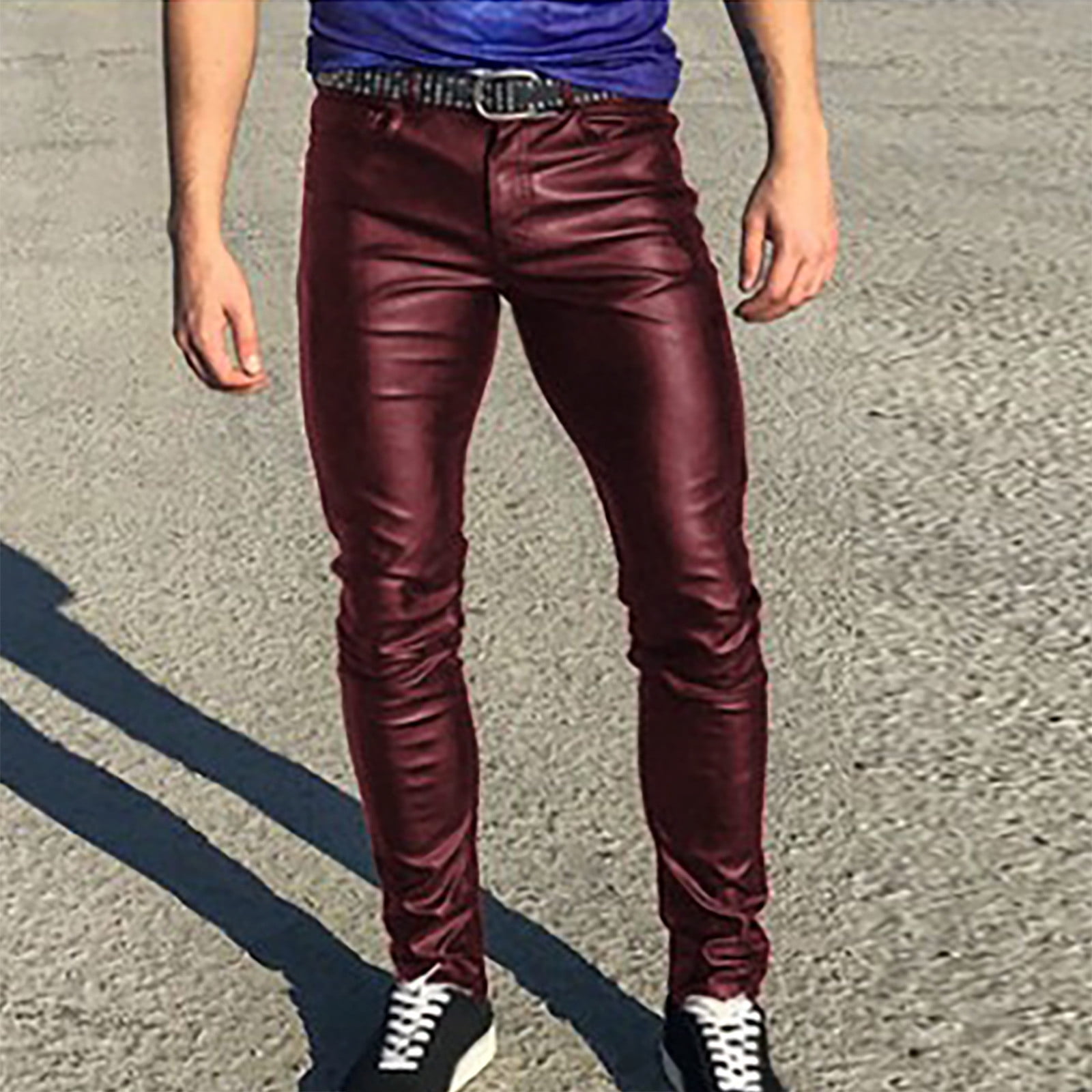 Punk Rock Pants Men's Faux Leather Pants Rock Stage Show