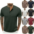 thumbnail image 1 of lkfuzj Men's Henley Shirts Short Sleeve Casual Lightweight Slim Fit Basic Button Muscle T-Shirt Workout Athletic Shirts Running Fitness Tee Tops - Gray, 1 of 6