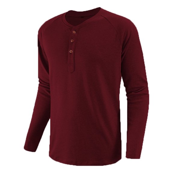 lkfuzj Men's Henley T-Shirts Cotton Casual Long Sleeve Lightweight Button Pullover Tops Fashion Casual Front Placket Sweatshirts