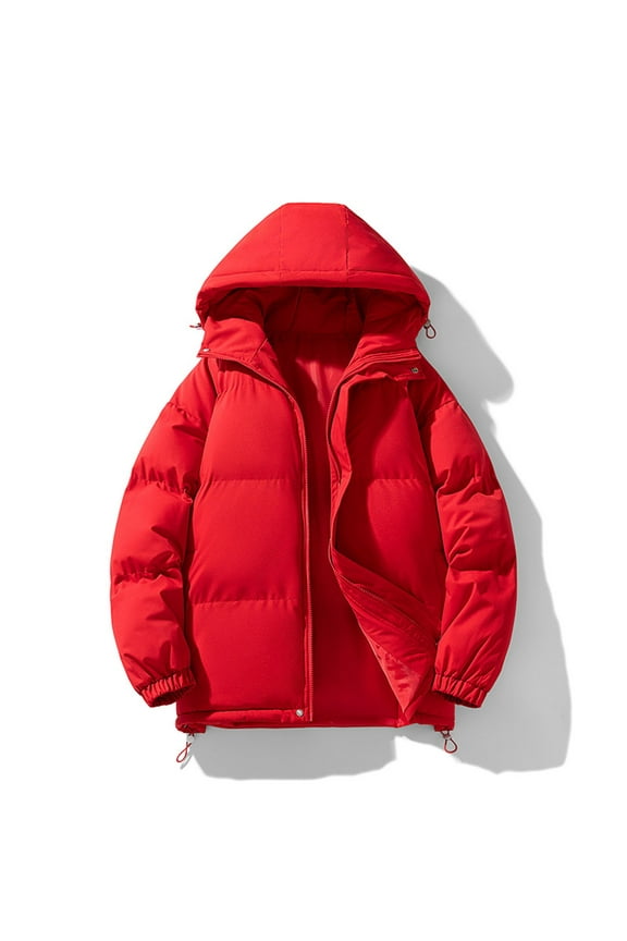 Men's Hooded Puffer Jacket Stretch Packable Coat Lightweight Puffer Insulated Down Jacket - Red
