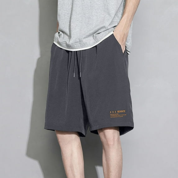 lkfuzj Men's Ice Silk Lightweight Breathable Casual Shorts with Elastic Waist & Multi-Pockets - Summer Outdoor Hiking Travel Camping Golf Sports Pants for Men