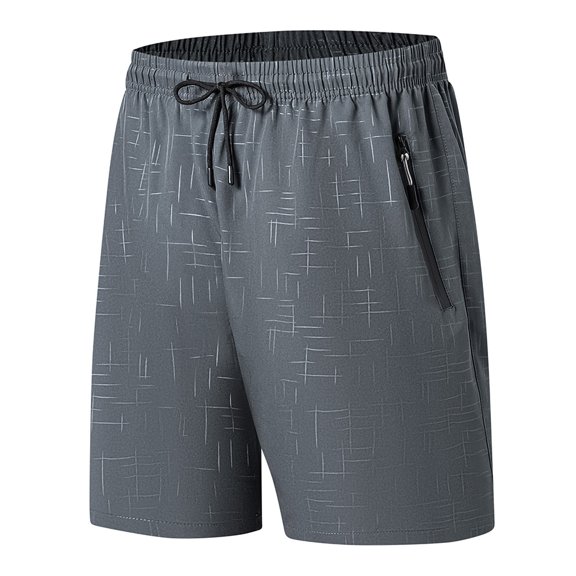 lkfuzj Men's Ice Silk Quick-Dry Sports Shorts with Elastic Waist & Pockets - Summer Running, Gym, Beach Casual Pants for Men