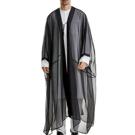 lkfuzj Men's Kaftan Thobe Long Sleeve Muslim Robe Thobe Mens Caftans Big and Tall Mens Arabic Abaya Thobe Ramadan Middle East Islamic Cloth Shirt Gown 2024 Clearance Winter Saving!