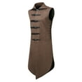 thumbnail image 1 of lkfuzj Men's Lapel Sleeveless Leather Buckle Top Medieval Renaissance Waistcoat Hgh Quality Vest Tops Cool Summer Mens Tank Blouses Clothing -Brown, 1 of 5