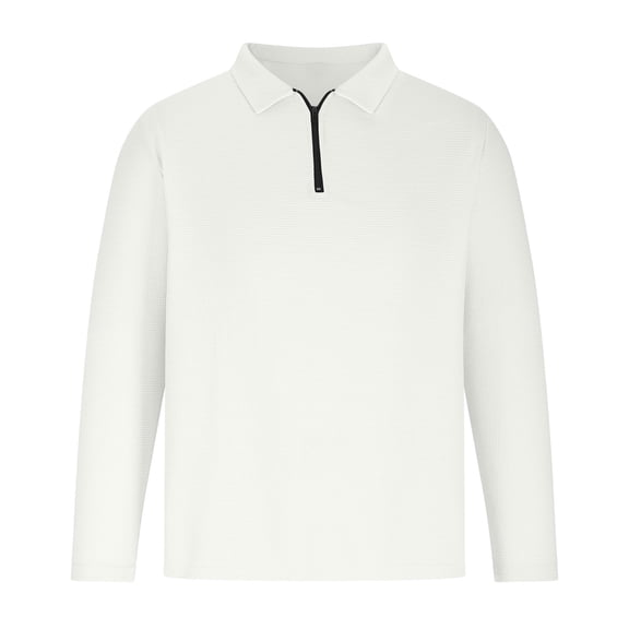lkfuzj Men's Long Sleeve Fashion Shirts Zipper Plus Size Lapel Golf Henley Tee Blouse Fall Winter Fashion Solid Color Shirts Tops - White