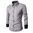 thumbnail image 1 of lkfuzj Men's Long Sleeved Button Pocket Flip Collar Casual Shirt 2024 New Fashion Mens Slim Fit Dress Shirts Soft Tops For Men Gray, 1 of 4