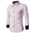 thumbnail image 1 of lkfuzj Men's Long Sleeved Button Pocket Flip Collar Casual Shirt 2024 New Fashion Mens Slim Fit Dress Shirts Soft Tops For Men Pink, 1 of 4
