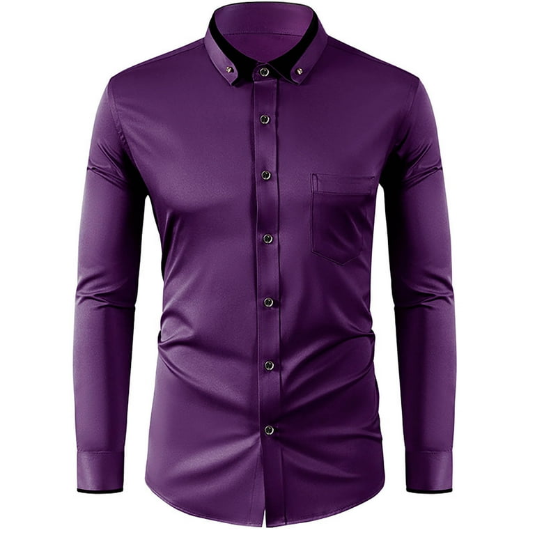 lkfuzj Men's Long Sleeved Button Pocket Flip Collar Casual Shirt
