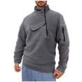 thumbnail image 1 of lkfuzj Men's Polar Fleece Sweatshirt 1/4 Zip Stand Collar Sports Shirts Casual Long Sleeve Outdoor Running Workout Athletic Pocket Pullover Tops - Gray, 1 of 3