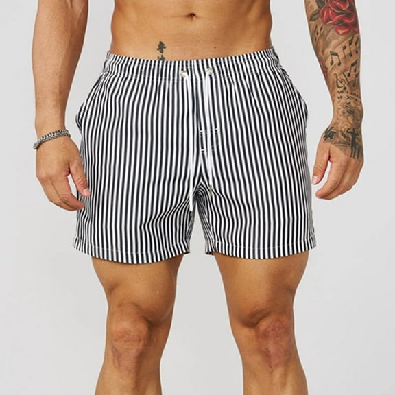 lkfuzj Men's Polyester Spandex Blend Casual Sports Shorts with Elastic Waist - Summer Outdoor Walking, Gym, Beach Pants for Men