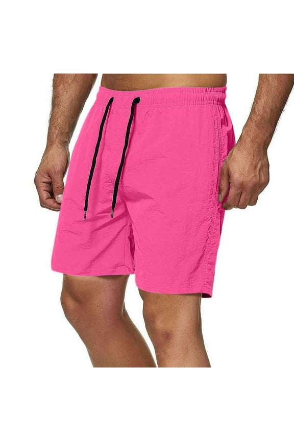 Men's Quick-Dry Breathable Polyester Sports Shorts with Elastic Waist and Multi-Pocket for Gym Running Basketball Outdoor Activities