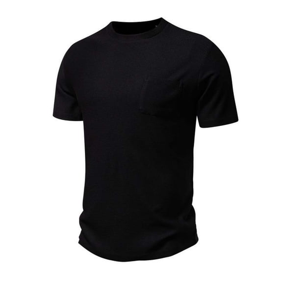 lkfuzj Men's Round Neck Irregular Cotton Splicing Color Pullover Short Sleeve Round-Neck Blouses Shirts Chic Summer Men's Tops Cool 2024 Summer Shirts Tops Black