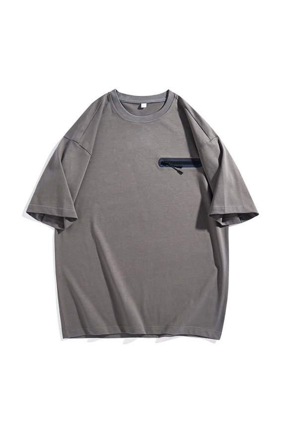 Men's Solid Color Personality Design Color Sports Fitness T-shirt Short Sleeve Round-Neck Blouses Shirts Chic Summer Tops For Men Cool Shirts Mens Clothing Gray