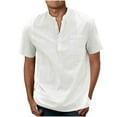 thumbnail image 1 of lkfuzj Men's Solid Color Sport Shirt With Button Round Neck Short Sleeve Top/Shirt Stylish Shirts Tops For Men And Boys Cool Men And Boys's Tops White, 1 of 5