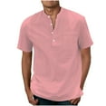 thumbnail image 1 of lkfuzj Men's Solid Color Sport Shirt With Button Round Neck Short Sleeve Top/Shirt Stylish Shirts Tops For Men And Boys Cool Men And Boys's Tops Pink, 1 of 5