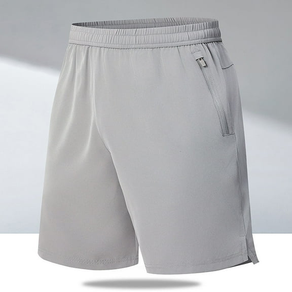 lkfuzj Men's Spring Summer Casual Comfy Fashion Solid Shorts Regular Elastic Waist Polyester Beach Outdoor Daily